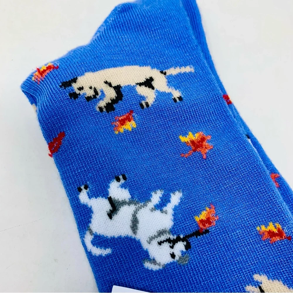 Novelty Crew Socks Dog Print Womens Size 9-11